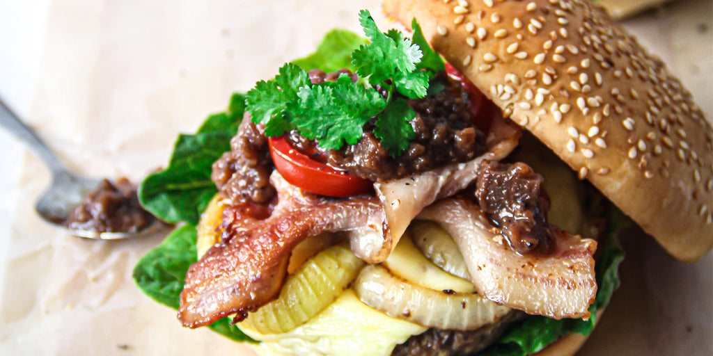 Beef Burgers with Black Mamba Beetroot Ginger Chutney